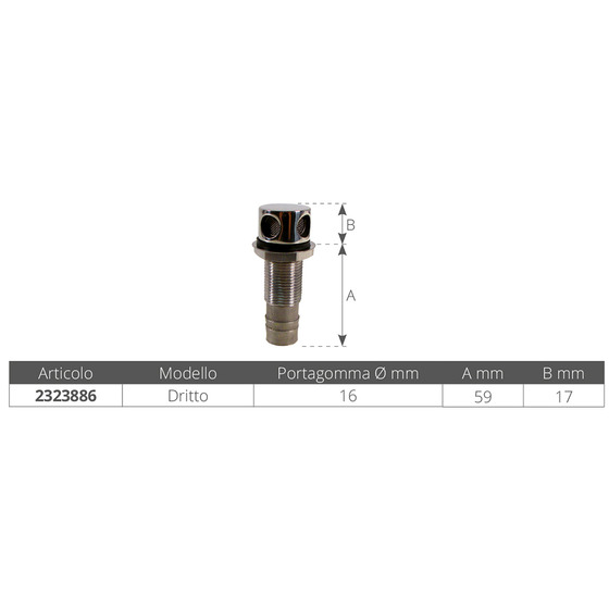 Aaa World Wide Enterprise Ltd Connecteur de tuyau d'évacuation en acier inoxydable 316 Ø 16 mm