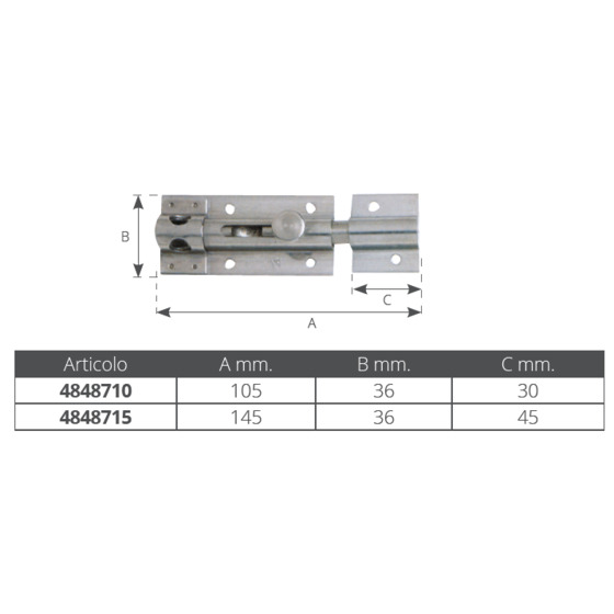 Aldeghi Luigi Spring Door Bolt With Padlock Eye