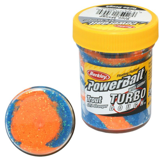 Berkley schimmernde Forellenpaste PowerBait Turbo Dough Blue mango