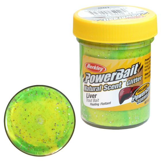 Berkley PowerBait Natural Scent Liver Fluo Green Yellow Trout Dough