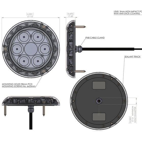 Bluefin Led Lumière Sous-Marine Piranha 6 Led Nitro