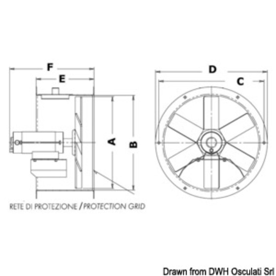 Ventilateur hélicoïdal Cem Elettromeccanica avec turbine en polypropylène équilibrée dynamiquement et statiquement