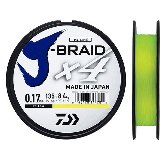 Daiwa J - Braid X4 135 M Yellow 0,07 mm - #0,4