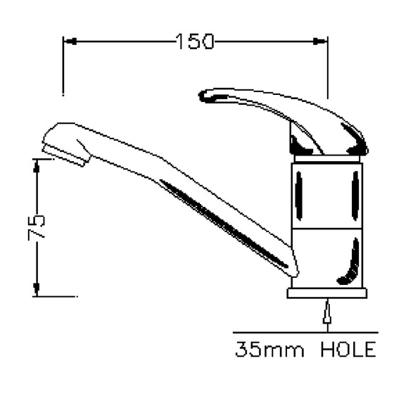 Elettrogas Aravon Single Handed Mixer Short Spout