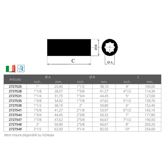 Eliche Radice Bronze Shaft Bearing Diam.  Int.hinces Diam.  Ext.hinces