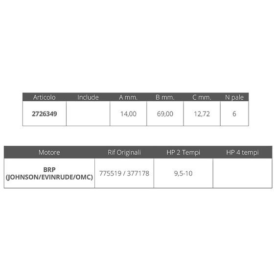 Finnord Evinrude 2t Impeller 9.5-10hp