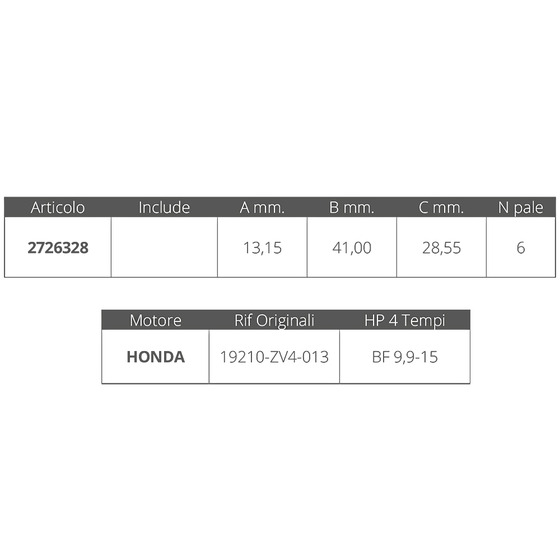 Finnord Honda 4t 5-7.5-8-10 Hp Impeller