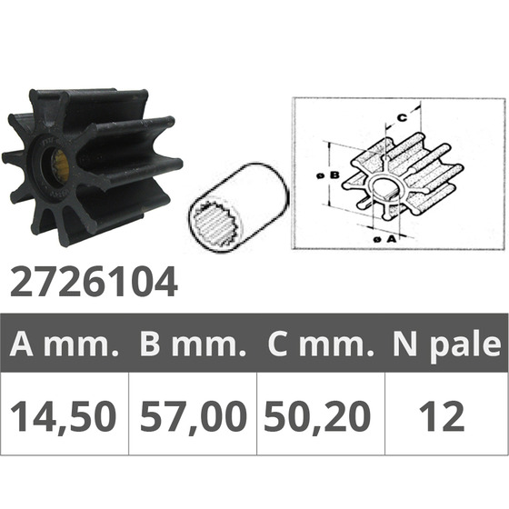 Finnord Jabsco Impeller 22120-0001 Volvo 834794/876120