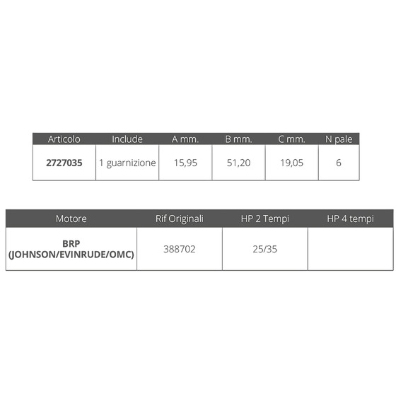 Finnord Johnson / Evinrude 2t 25hp Impeller