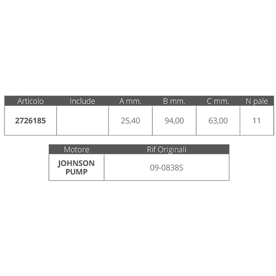 Finnord Jonhnson Impeller Ref.or.09-838s