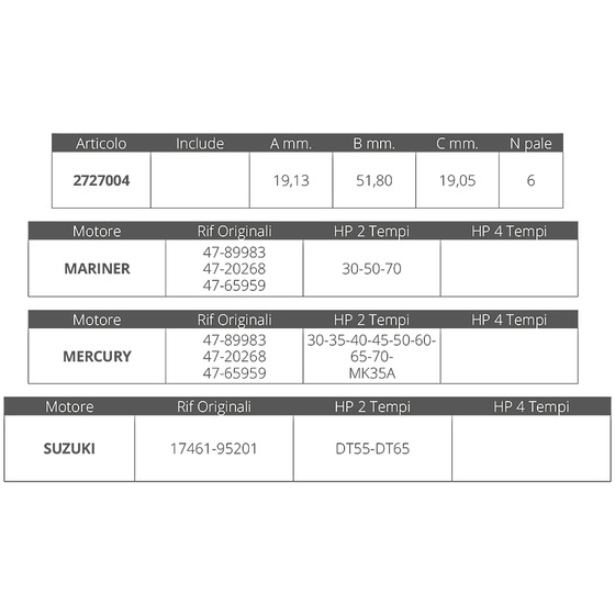 Finnord Mariner / Mercury / Suzuki Impeller