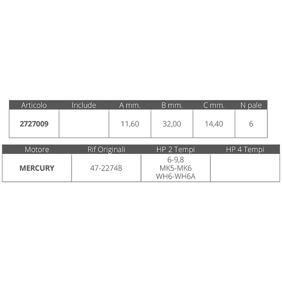 Finnord Mercury 2t Impeller 6-9.8 Hp