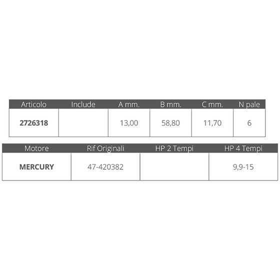 Finnord Mercury 4t Impeller 9.9-15 Hp