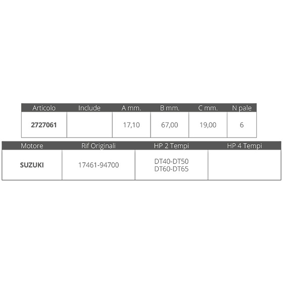 Finnord Suzuki 2t Dt 40-50-60-65 Impeller