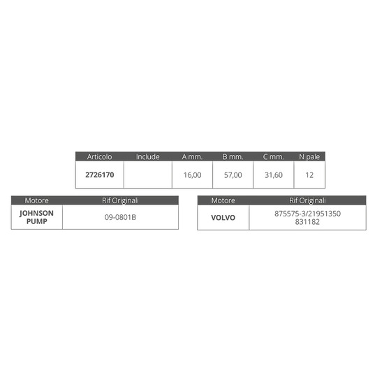 Finnord Volvo Impeller Ref. Or.21951350 / 83118