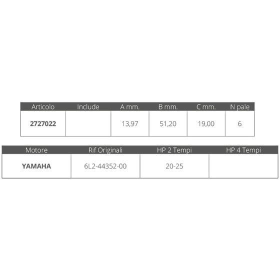 Finnord Yamaha 2t 20-25 Hp Impeller