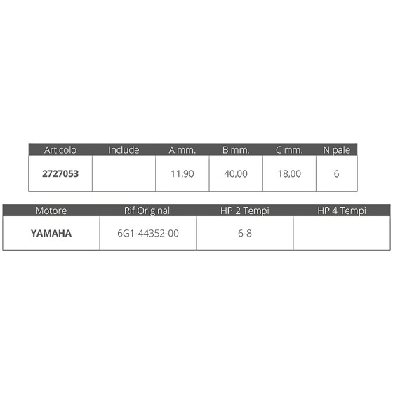 Finnord Yamaha 2t 6-8 Hp Impeller