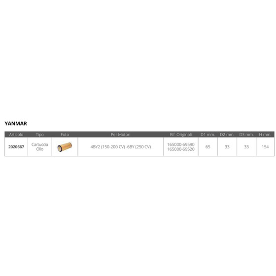 Cartouche d'huile Fni 4by2 (150-200 HP) -6by (250 HP)