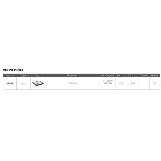 Fni Filtro Aria Volvo Rif.or. 3818541