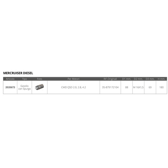 Filtro Gasoil Fni Cmd Qsd 2.0, 2.8, 4.2