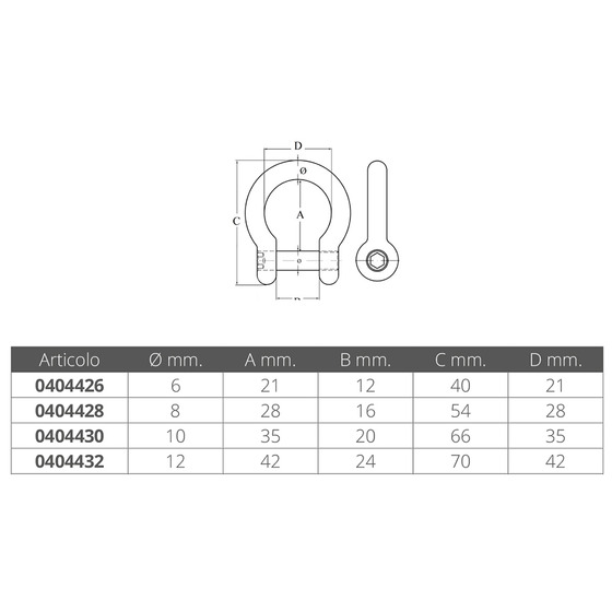 Fni Aisi 316 S.s. Flush Head Bow Shackles