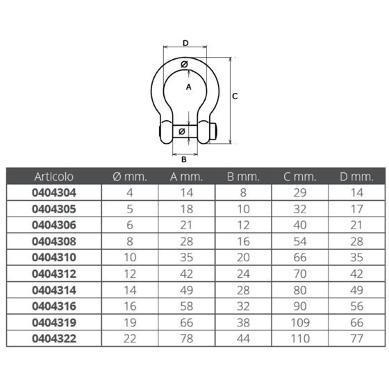 Fni Aisi 316 S.s. Bow Shackles