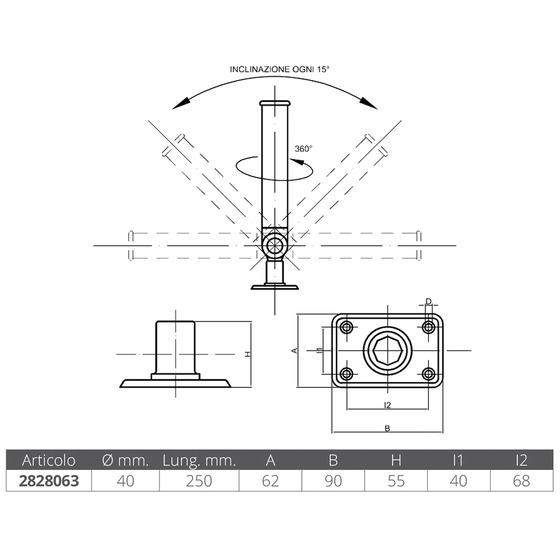 Fni Adjustable Rod Holder Diam.  Mm.40