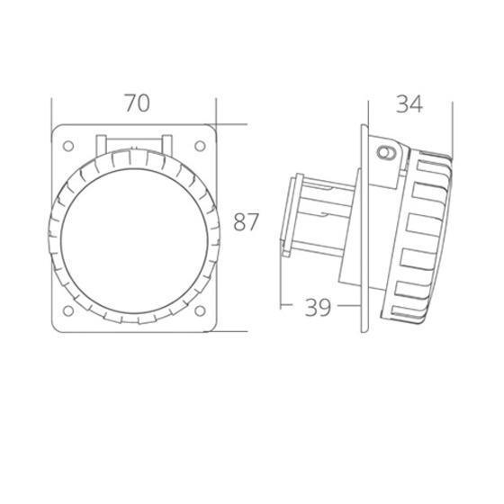 Fni Socket 2p 12/24v. 16a Ip67