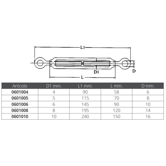 Fni Tenditore Inox Occhio-occhio