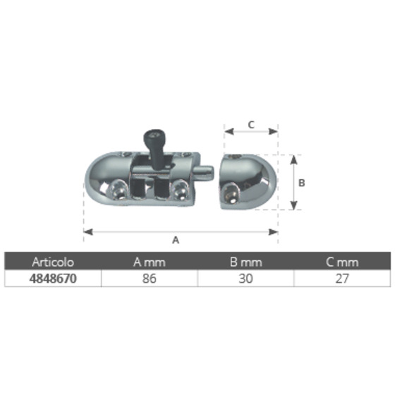 Foresti E Suardi Chromed Brass Anti-vibrating Barrel Bolt