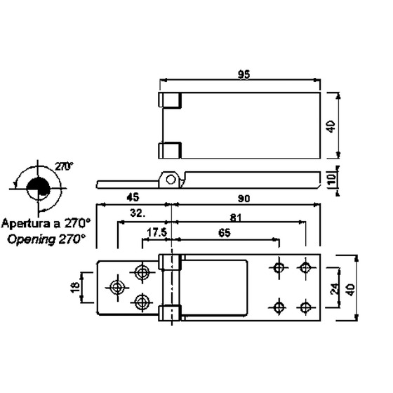 Foresti E Suardi Flat Hinges Mm.95x40