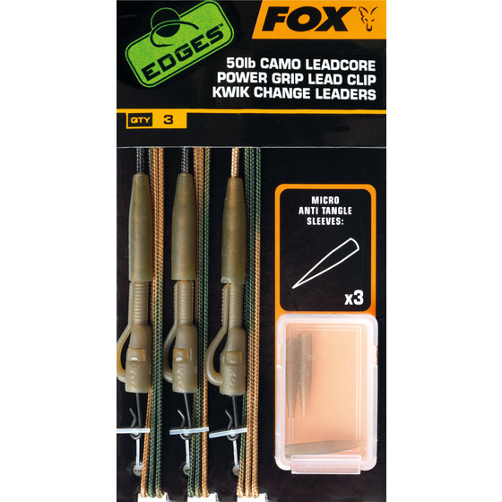 Fox Edges 50lb Camo Leadcore Power Grip Lead Clip Kwik Change Leaders