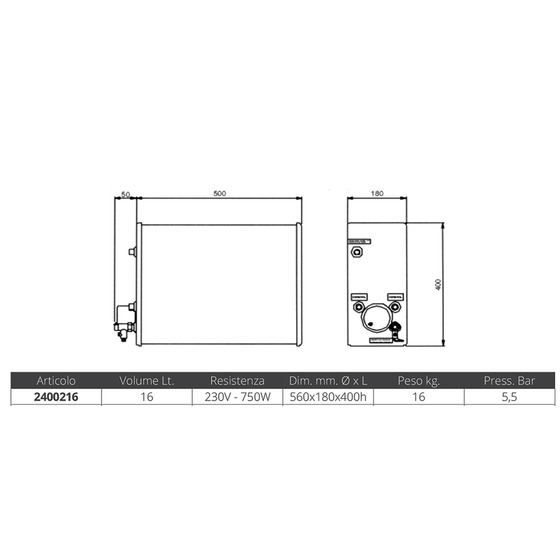 Indel Marine Boiler Inox Isotemp Basic Square