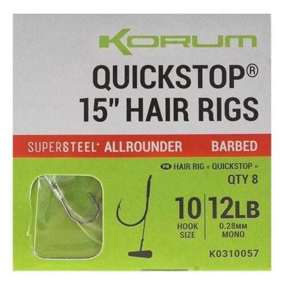 Korum Big Fish Hair Rigs W / Quickstops Barbed 15”