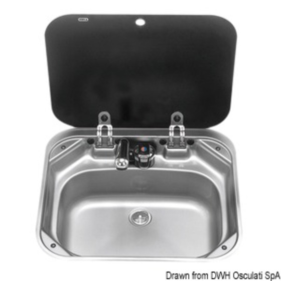 Smev Stainless Steel Sink With Smoke Tempered Glass Lid