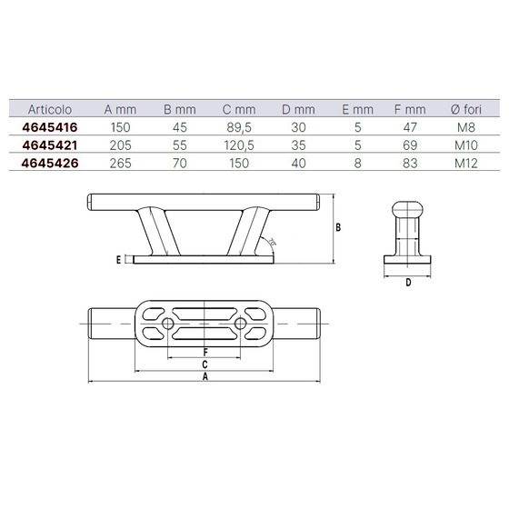 Marine Town Cleat Stainless Steel 316