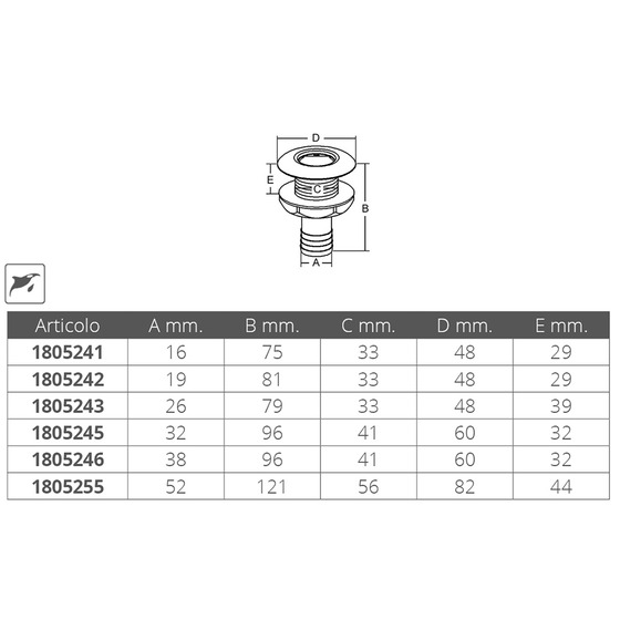 Drain de Mer Droit Marine Town en PVC-Inox