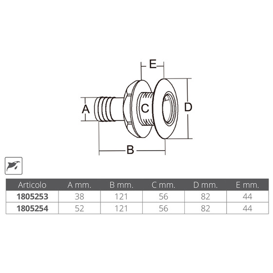 Drain auto-drainant Marine Town en PVC-inox