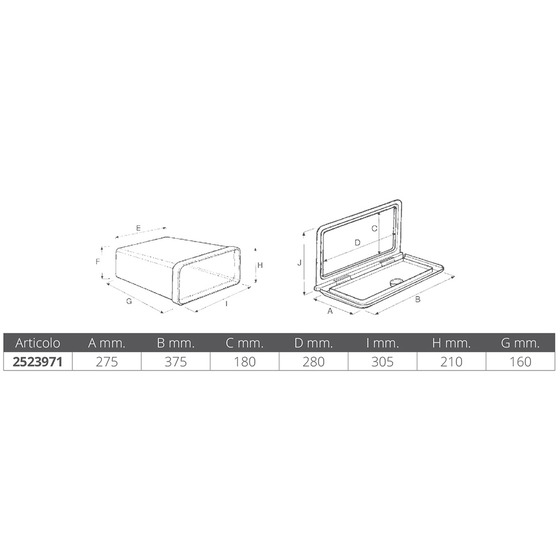 Nuova Rade Cassettiera Con Serratura Mm. 375x275x160p