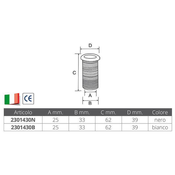 Nuova Rade Scarico A Mare In Pvc Ø Mm.25x62