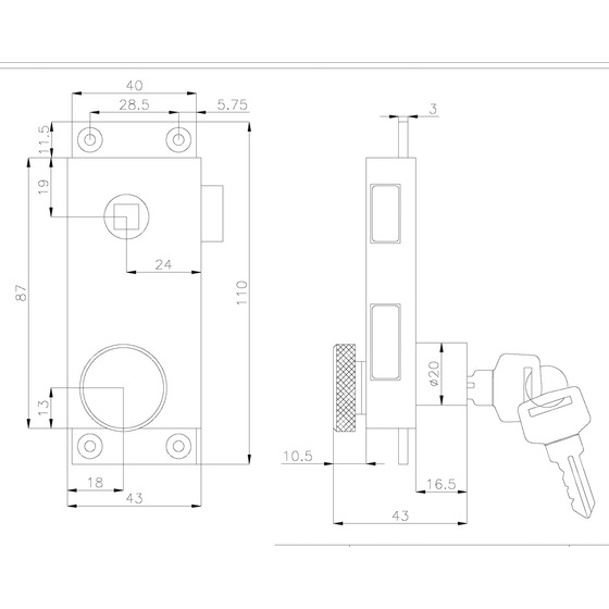 Olcese Ricci Rim Door Locks Mm.110x43