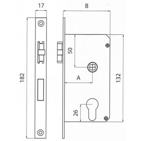 Olcese Ricci Mortise Door Lock Mm. 132x70