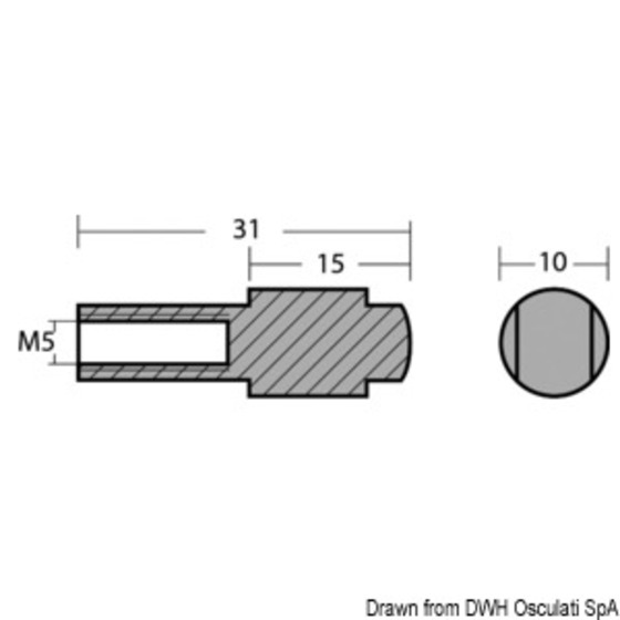 Geküsster Anodenzylinder von Yamaha 9,9/300 PS