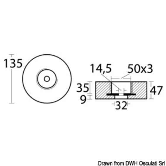 Osculati-Anode mit verdeckter Befestigung