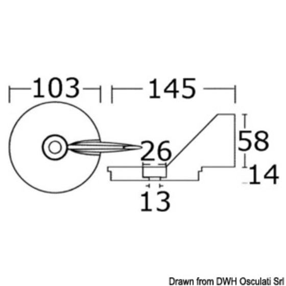 Osculati Anode Leg For 50/75 Hp Outboard Engines