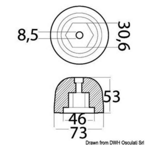 Osculati Ersatzanode Bug-/Heckpropeller für Side-Power (Sleipner)