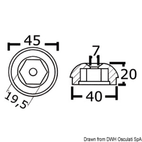 Osculati Ersatzanode Bug-/Heckpropeller für Side-Power (Sleipner)