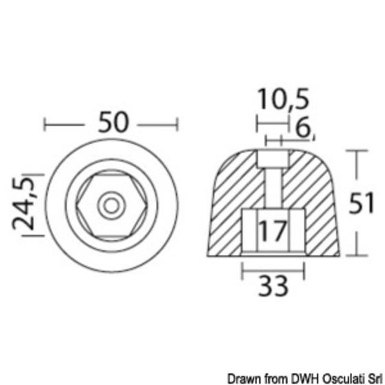 Osculati Anode Remplacement Arc/Stern Hélice Pour Vetus