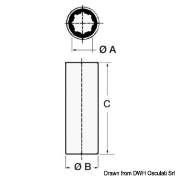 Douille Osculati pour lignes d'arbre avec armure externe en laiton, version externe/interne en pouces