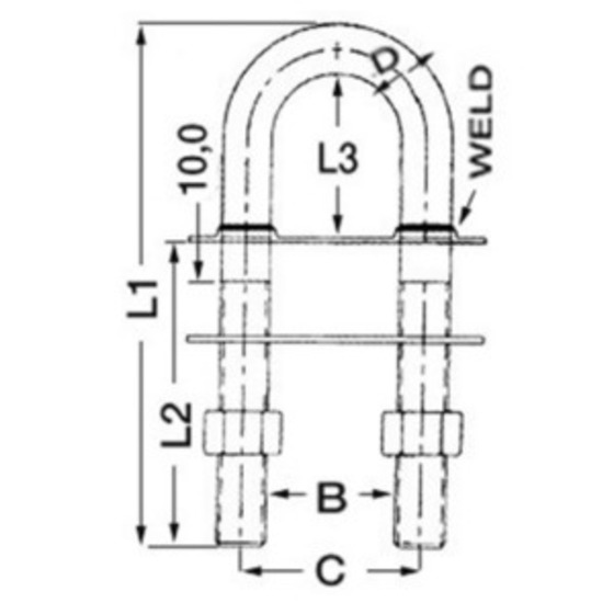 Osculati U-bolt De Luxe avec connexions coniques